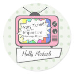 Retro Stay Tuned....Pink TV Set stickers