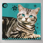 retro striped cat posters