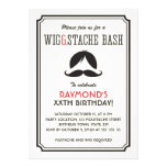 Retro stripes wig and moustache bash birthday part personalized announcements