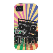 Retro style boom box and cassettes Case-Mate iPhone 4 cases