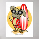 Retro Style Surfin' Pugs Posters and Prints