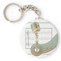 Retro Style Vintage Mic Personalised Keychain