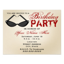 Retro Sunglasses Birthday Party Invitation