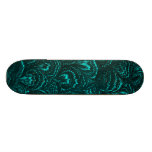 Retro Swirls Abstract Turquoise Teal Skateboard