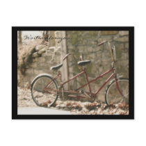 Retro tandem bike postcard