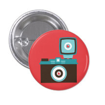 Retro Toy Camera (Brown / Blue) Flair Button