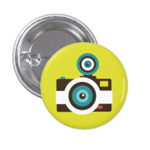 Retro Toy Camera (White / Brown) Flair Button