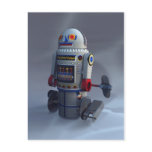 Retro Toy Robot Number 7 Postcard