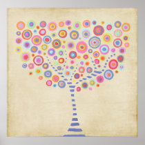 Retro Tree Personalised Name Room Wall Poster