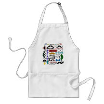 Retro Trendy Mustache Montage Apron