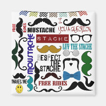 Retro Trendy Mustache Montage Fridge Magnets