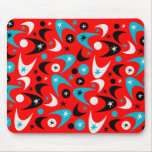Retro Turquoise Black & White Starburst Boomerang Mousepad