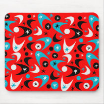 Retro Turquoise Black & White Starburst Boomerang Mousepad