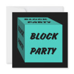 Retro Turquoise Block Party Social Invitation