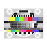 Retro TV multicolor signal test pattern postcards