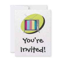 retro tv television custom invite
