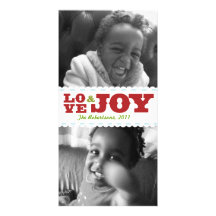 Retro Two Photo Holiday Joy Photo Card