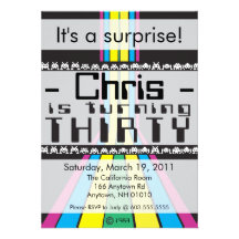 Retro Video Game Thirtieth Birthday Invitiation Custom Invites