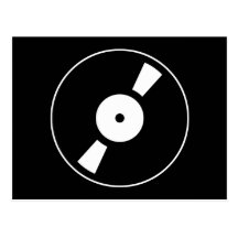 retro vinly record postcard