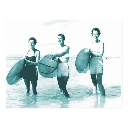 Retro Vintage Bathing Beauties Surfing Post Card