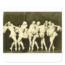 Retro Vintage Beautiful Dancing Women Ballet Dance Square Stickers
