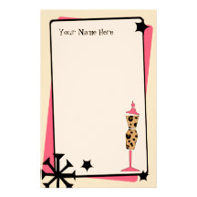 Retro Vintage Leopard Print & Pink Dress Form Customized Stationery