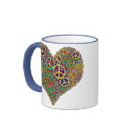 Retro Vintage Peace Heart Coffee Mugs