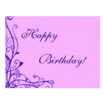 Retro Vintage Purple Birthday Postcard