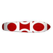 Retro white circles on burgundy skate decks