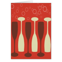 Retro wine glass design greeting card