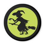 Retro Witch on Broom Silhouette magnets