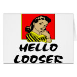 Retro Woman Hello Loser cards