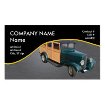 Retro woody wagon business cards