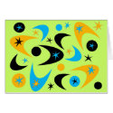 Retro Yellow Black & Aqua Starburst Boomerang cards
