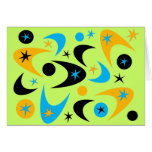 Retro Yellow Black & Aqua Starburst Boomerang cards