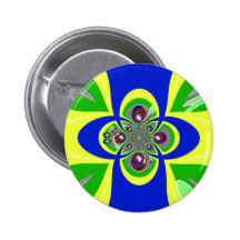 Retro yellow blue turntable design pinback buttons