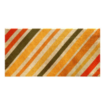 RETRO YELLOW ORANGE RED DIRT GREEN STRIPES PATTERN CUSTOM PHOTO CARD