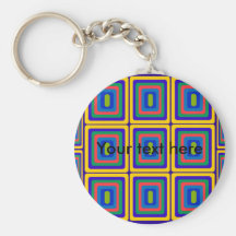 Retro yellow purple and green squares keychain