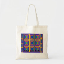 Retro yellow purple and green squares tote bag