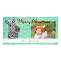 Retro Zebra Christmas Photo Card