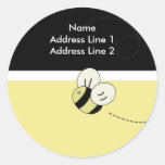 RETURN ADDRESS LABELS BEE HAPPY Bumble Bee Round Stickers