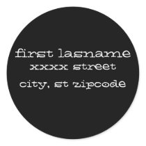 return address labels - white on black