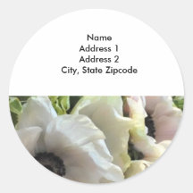 Return Address Lables: Royal Wedding Poppies Round Sticker