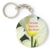 Return Keys to the Boss! keychains White Tulips