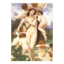 Return of Spring by Bouguereau, Vintage Angels Custom Invitation