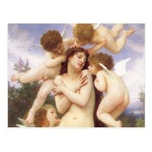 Return of Spring by Bouguereau, Vintage Angels Postcard