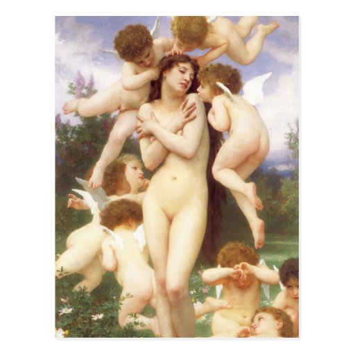 Return of Spring by Bouguereau, Vintage Angels Postcards