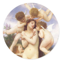 Return of Spring (Le Printemps) by Bouguereau Round Stickers