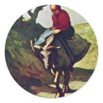 Returning Home From The Market,  By Daumier Honoré Round Stickers