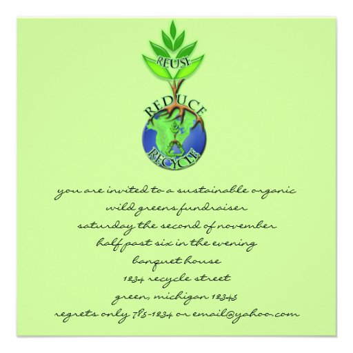 ReUse ReDuce ReCycle Invitations